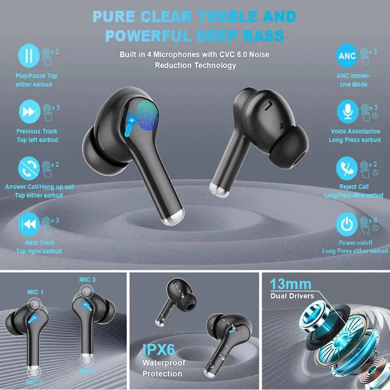 Bluetooth Wireless Ultra Deep Bass Earbuds Headphones Earphones For iPhone & Andriod